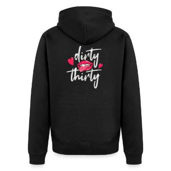 Dirty Thirty 30. Geburtstag Damen - Unisex Premium Bio Zip Hoodie - Schwarz - Hinten - Nico (187cm)