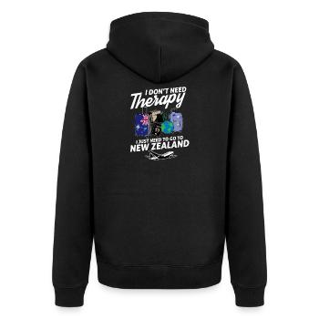 New Zealand flag I New Zealand Souvenirs - Unisex Premium Bio Zip Hoodie - Schwarz - Hinten - Nico (187cm)