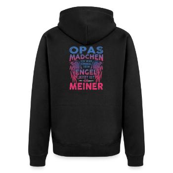 Opas Mädchen Ich War Einmal Sein Engel - Unisex Premium Bio Zip Hoodie - Schwarz - Hinten - Nico (187cm)
