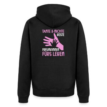 Tante und Nichte beste Freundinnen fürs Leben - Unisex Premium Bio Zip Hoodie - Schwarz - Hinten - Nico (187cm)
