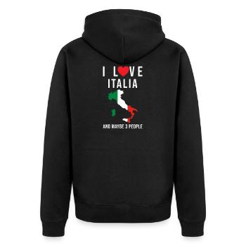 Ich liebe Italien italienische Flagge - Unisex Premium Bio Zip Hoodie - Schwarz - Hinten - Nico (187cm)