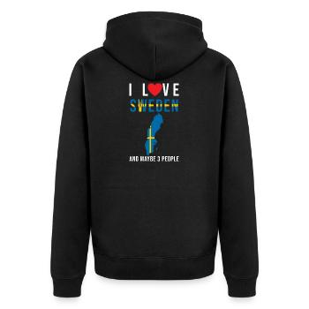 Suède j'aime la Suède - Veste à capuche bio Premium Unisexe - noir - Dos - Nico (187cm)