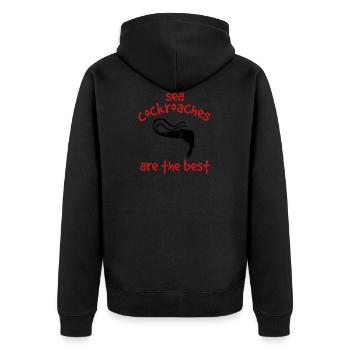 Beste Garnelen - Unisex Premium Bio Zip Hoodie - Schwarz - Hinten - Nico (187cm)