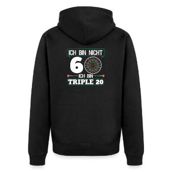 Lustiger Dart Spruch 60. Geburtstag Dartspieler - Unisex Premium Bio Zip Hoodie - Schwarz - Hinten - Nico (187cm)