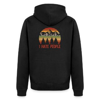 I Hate People Funny Introvert Saying - Unisex Premium Organic Zip Hoodie - black - Back - Nico (187cm)