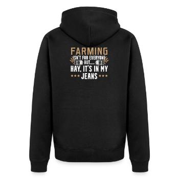 Sexy Bauernspruch - Unisex Premium Bio Zip Hoodie - Schwarz - Hinten - Nico (187cm)