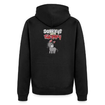 Esel sind meine Therapie Baby Esel - Unisex Premium Bio Zip Hoodie - Schwarz - Hinten - Nico (187cm)