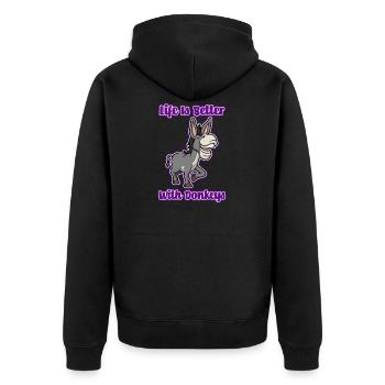 Niedliches Baby Esel Leben Maultier - Unisex Premium Bio Zip Hoodie - Schwarz - Hinten - Nico (187cm)