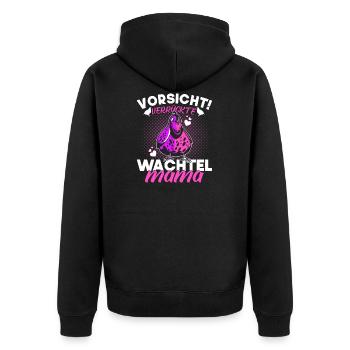 Verrückte Wachtel Mama Wachtelzucht Mutter Gift - Unisex Premium Bio Zip Hoodie - Schwarz - Hinten - Nico (187cm)