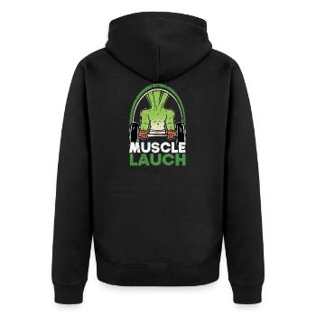 Lauch Jugendsprache Lauch Kostüm für Sport Fitness - Unisex Premium Bio Zip Hoodie - Schwarz - Hinten - Nico (187cm)