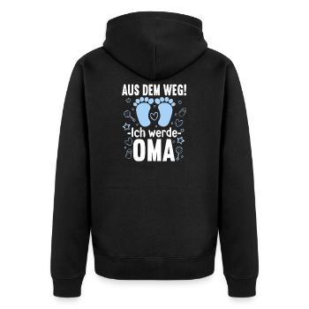 Aus dem Weg ich werde Oma von einem Jungen - Unisex Premium Bio Zip Hoodie - Schwarz - Hinten - Nico (187cm)