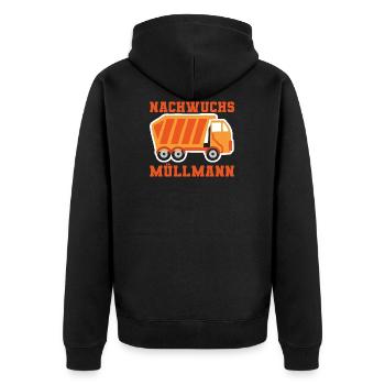 Nachwuchs Müllmann Müllfahrzeug Müllabfuhr - Unisex Premium Bio Zip Hoodie - Schwarz - Hinten - Nico (187cm)