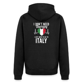 Italy flag I Italien Souvenirs - Unisex Premium Bio Zip Hoodie - Schwarz - Hinten - Nico (187cm)