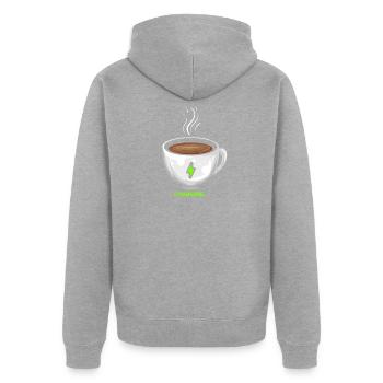 Le café recharge les batteries - Veste à capuche bio Premium Unisexe - gris chiné - Dos - Nico (187cm)