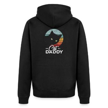 Cat Daddy Katzen Papa Cat Dad - Unisex Premium Bio Zip Hoodie - Schwarz - Hinten - Nico (187cm)