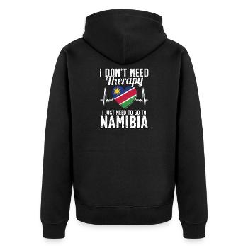 Namibia flag I Namibian Souvenirs - Unisex Premium Organic Zip Hoodie - black - Back - Nico (187cm)