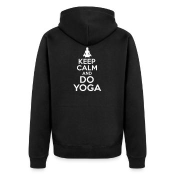 Keep Calm Yoga - Unisex Premium Organic Zip Hoodie - black - Back - Nico (187cm)