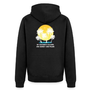 palmiers coucher de soleil d’été mer couleurs préférées - Veste à capuche bio Premium Unisexe - noir - Dos - Nico (187cm)
