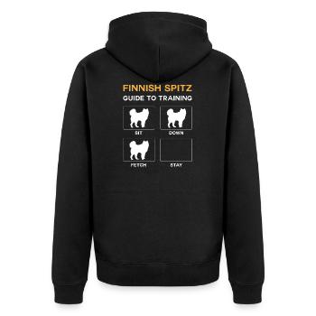 Finnish Spitz Guide To Training - Unisex Premium Bio Zip Hoodie - Schwarz - Hinten - Nico (187cm)