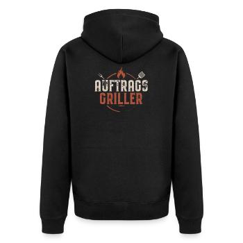 Auftragsgriller Lustiges BBQ Auftrags Griller - Unisex Premium Bio Zip Hoodie - Schwarz - Hinten - Nico (187cm)