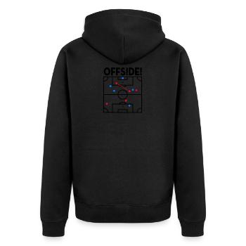 Football-funny football-game-offside rule - Unisex Premium Organic Zip Hoodie - black - Back - Nico (187cm)