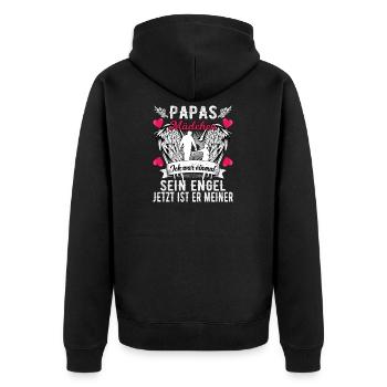 Papas Mädchen Ich War Einmal Sein Engel - Unisex Premium Bio Zip Hoodie - Schwarz - Hinten - Nico (187cm)
