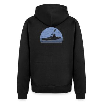 Kayak - Unisex Premium Bio Zip Hoodie - Schwarz - Hinten - Nico (187cm)