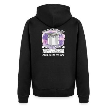 FARBDOSE MALER MACHT DEN REST - Unisex Premium Bio Zip Hoodie - Schwarz - Hinten - Nico (187cm)