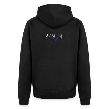 Neuseeland mit Herzschlag EKG Vintage Flagge - Unisex Premium Bio Zip Hoodie - Schwarz - Hinten - Nico (187cm)