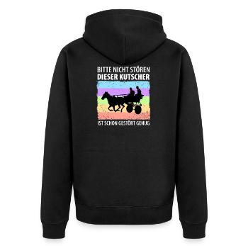 Kutscher Kutsche Pferdekutscher Kutschieren - Unisex Premium Bio Zip Hoodie - Schwarz - Hinten - Nico (187cm)