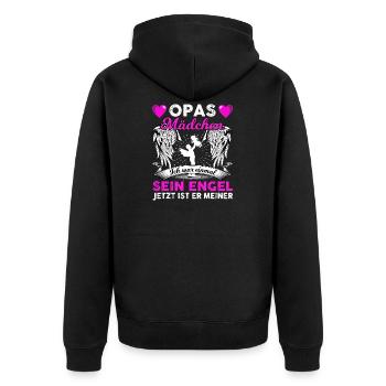 Opas Mädchen Ich War Einmal Sein Engel - Unisex Premium Bio Zip Hoodie - Schwarz - Hinten - Nico (187cm)