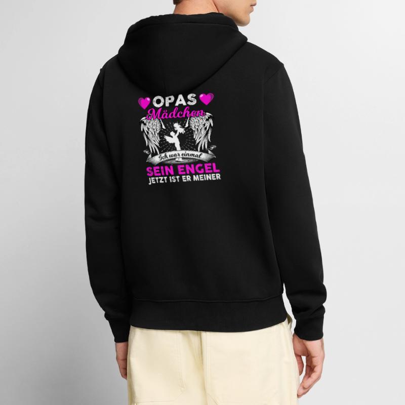Opas Mädchen Ich War Einmal Sein Engel Unisex Premium Bio Zip Hoodie