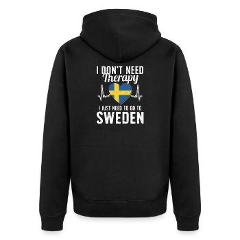 Sweden flag I Swedish Souvenirs - Unisex Premium Bio Zip Hoodie - Schwarz - Hinten - Nico (187cm)