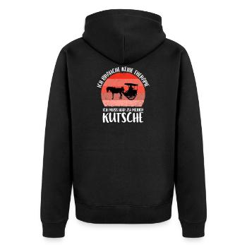 Kutscher Kutsche Pferdekutscher Kutschieren - Unisex Premium Bio Zip Hoodie - Schwarz - Hinten - Nico (187cm)