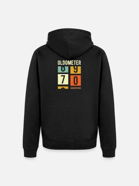 Oldometer 70th Birthday Gift - Unisex Premium Organic Zip Hoodie - black
