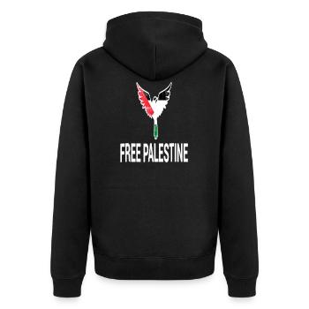 Palästina Frei Freiheit Free Gaza - Unisex Premium Bio Zip Hoodie - Schwarz - Hinten - Nico (187cm)