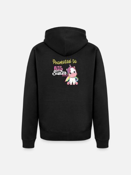 Schwester 2022 Einhorn Geschenk Idee Geschwister - Unisex Premium Bio Zip Hoodie - Schwarz