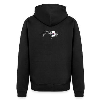 Süd Korea mit Herzschlag EKG Vintage Flagge Süd - Unisex Premium Bio Zip Hoodie - Schwarz - Hinten - Nico (187cm)