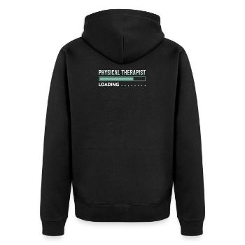 Physiotherapist Loading - Unisex Premium Organic Zip Hoodie - black - Back - Nico (187cm)