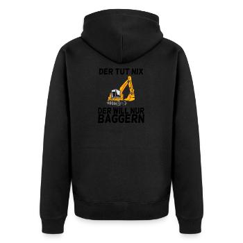 Bagger Spruch Baggerfahrer Baggern - Unisex Premium Bio Zip Hoodie - Schwarz - Hinten - Nico (187cm)