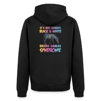 Zebra Ehlers Danlos Syndrome Awareness - Unisex Premium Organic Zip Hoodie - black - Back - Nico (187cm)
