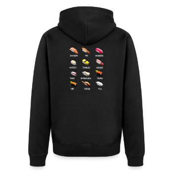 Sushi Varieties Kawaii Japanese Food Japan - Unisex Premium Organic Zip Hoodie - black - Back - Nico (187cm)