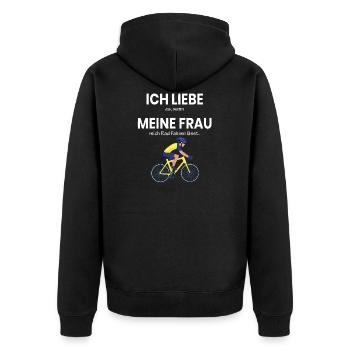 MTB Mann Downhill Lustig Bike outfit Biker - Unisex Premium Bio Zip Hoodie - Schwarz - Hinten - Nico (187cm)