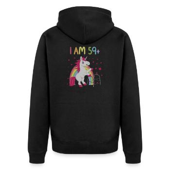 60 years unicorn I am 59+ 60th birthday - Unisex Premium Organic Zip Hoodie - black - Back - Nico (187cm)