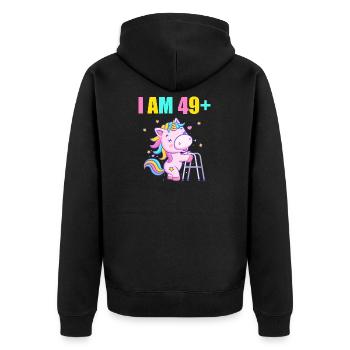 50 ans de licorne J’ai 49 ans+ 50 ans - Veste à capuche bio Premium Unisexe - noir - Dos - Nico (187cm)