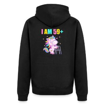 60 years unicorn I am 59+ 60th birthday - Unisex Premium Organic Zip Hoodie - black - Back - Nico (187cm)