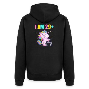 30 ans de licorne J’ai 29 ans+ 30 ans - Veste à capuche bio Premium Unisexe - noir - Dos - Nico (187cm)