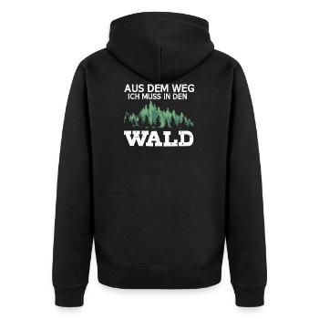 Aus Dem Weg Ich Muss In Den Wald Naturliebhaber - Unisex Premium Bio Zip Hoodie - Schwarz - Hinten - Nico (187cm)