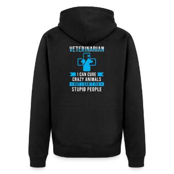 Tierarzt Geschenk Spruch lustig - Unisex Premium Bio Zip Hoodie - Schwarz - Hinten - Nico (187cm)