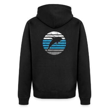 Retro Dolphin Ocean - Unisex Premium Organic Zip Hoodie - black - Back - Nico (187cm)